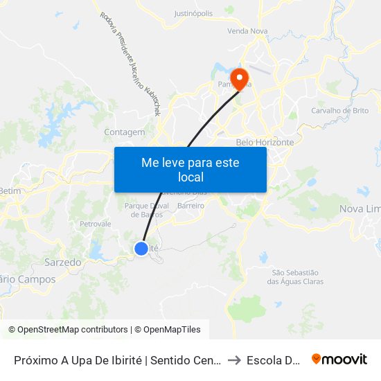 Próximo A Upa De Ibirité | Sentido Centro De Ibirité E Volta Para O Terminal to Escola De Veterinária map
