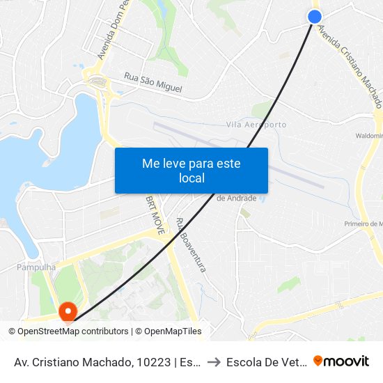 Av. Cristiano Machado, 10223 | Estação Floramar to Escola De Veterinária map