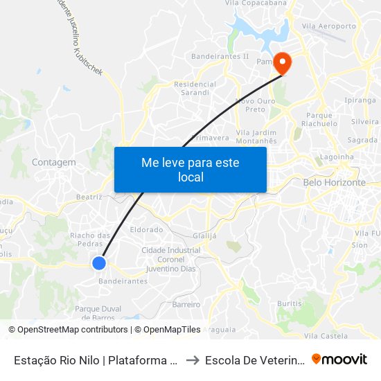 Estação Rio Nilo | Plataforma A & B to Escola De Veterinária map