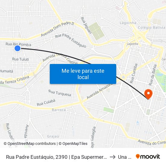 Rua Padre Eustáquio, 2390 | Epa Supermercados E Oposto A Igreja Padre Eustáquio to Una Aimorés map