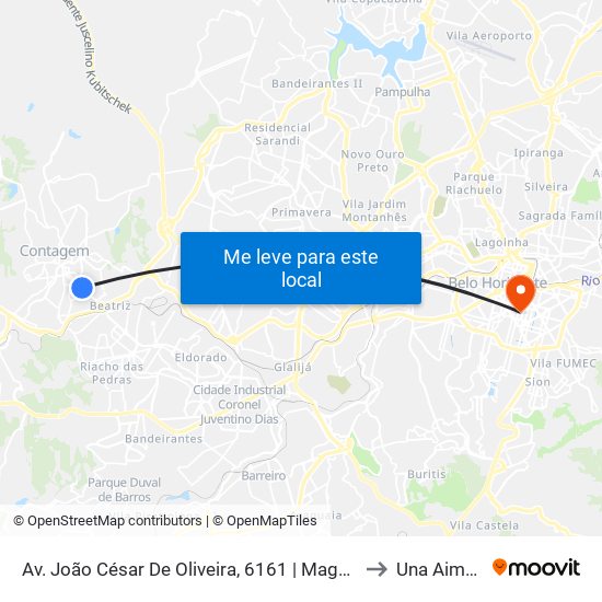 Av. João César De Oliveira, 6161 | Magneti Marelli to Una Aimorés map