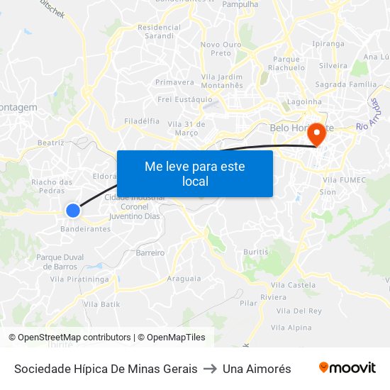 Sociedade Hípica De Minas Gerais to Una Aimorés map