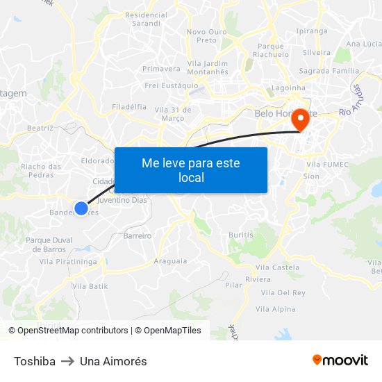 Toshiba to Una Aimorés map