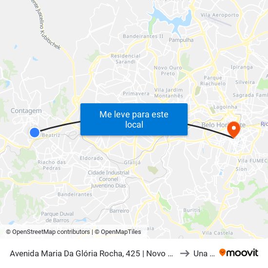 Avenida Maria Da Glória Rocha, 425 | Novo Fórum De Contagem Sentido Av. João César/Eldorado to Una Aimorés map