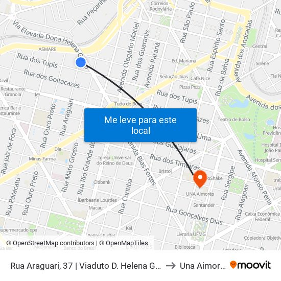Rua Araguari, 37 | Viaduto D. Helena Greco to Una Aimorés map