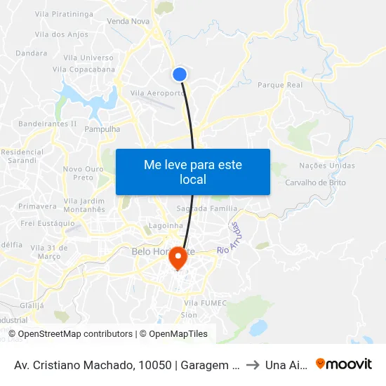 Av. Cristiano Machado, 10050 | Garagem Auto Omnibus Floramar to Una Aimorés map