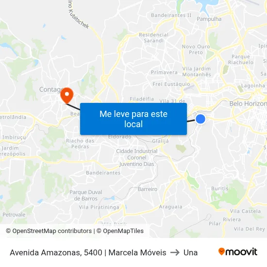 Avenida Amazonas, 5400 | Marcela Móveis to Una map