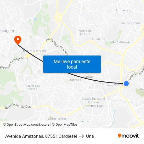 Avenida Amazonas, 8755 | Cardiesel to Una map