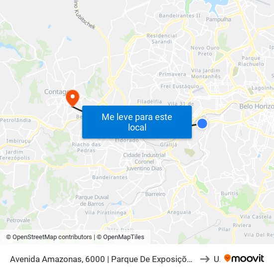 Avenida Amazonas, 6000 | Parque De Exposições Da Gameleira/Expominas E Oposto Ao Cefet-Mg Campus VI to Una map