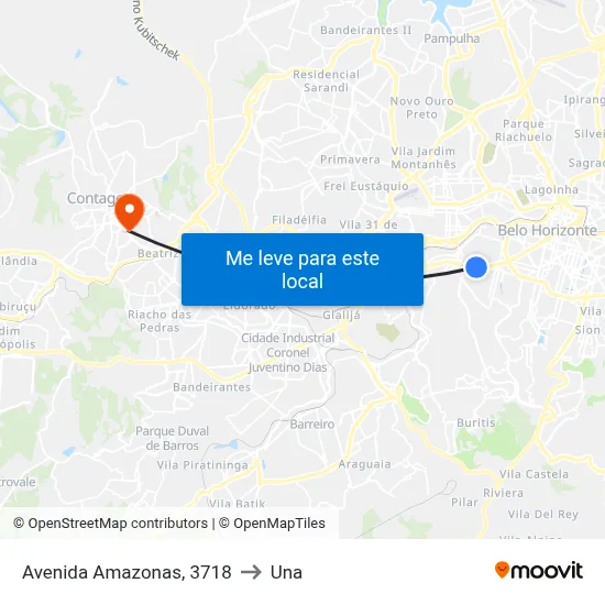 Avenida Amazonas, 3718 to Una map