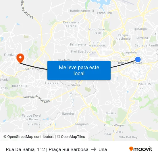 Rua Da Bahia, 112 | Praça Rui Barbosa to Una map