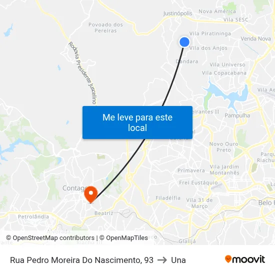 Rua Pedro Moreira Do Nascimento, 93 to Una map