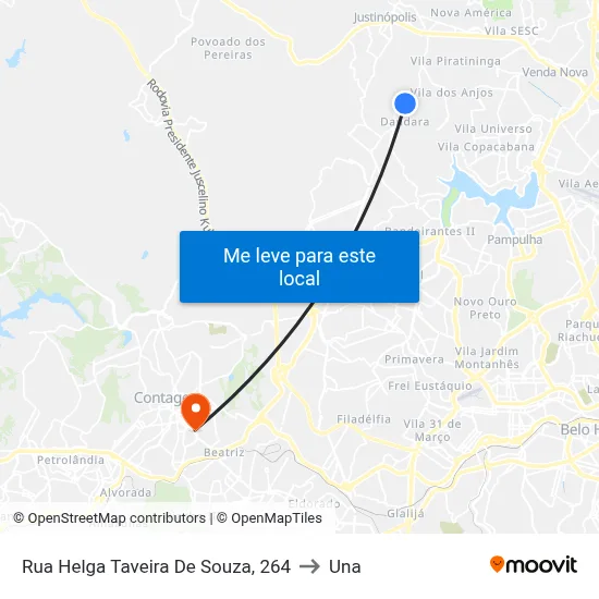 Rua Helga Taveira De Souza, 264 to Una map