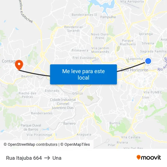 Rua Itajuba 664 to Una map