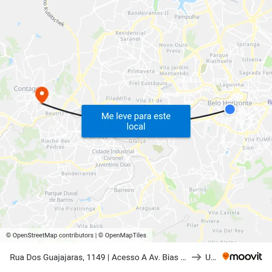 Rua Dos Guajajaras, 1149 | Acesso A  Av. Bias Fortes to Una map