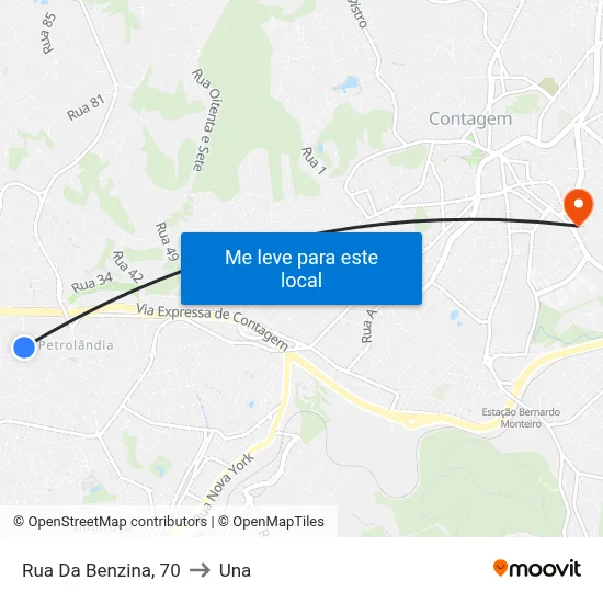 Rua Da Benzina, 70 to Una map