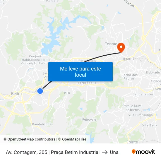 Av. Contagem, 305 | Praça Betim Industrial to Una map