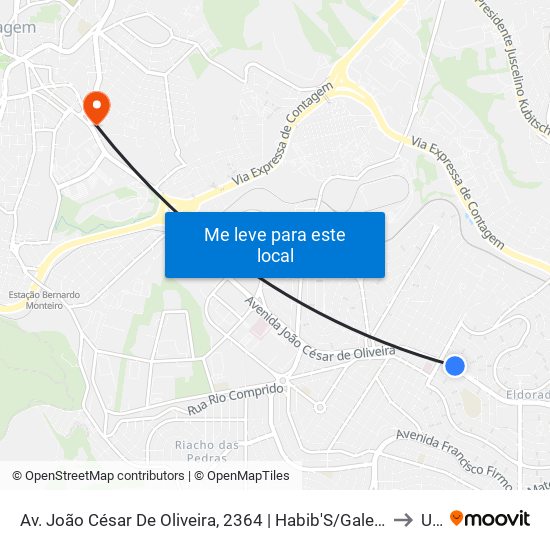 Av. João César De Oliveira, 2364 | Habib'S/Galeria Eldorado Center to Una map