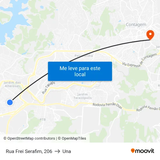 Rua Frei Serafim, 206 to Una map