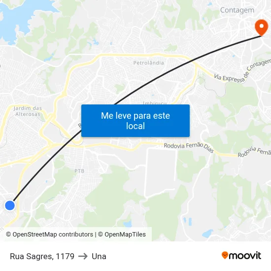 Rua Sagres, 1179 to Una map