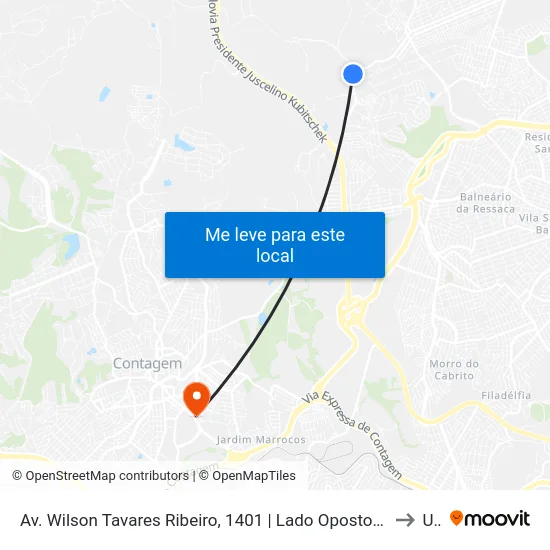 Av. Wilson Tavares Ribeiro, 1401 | Lado Oposto ao Condomínio de Galpões to Una map