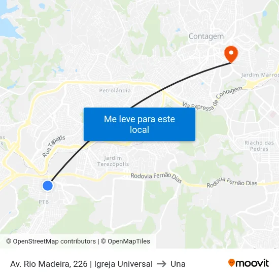Av. Rio Madeira, 226 | Igreja Universal to Una map