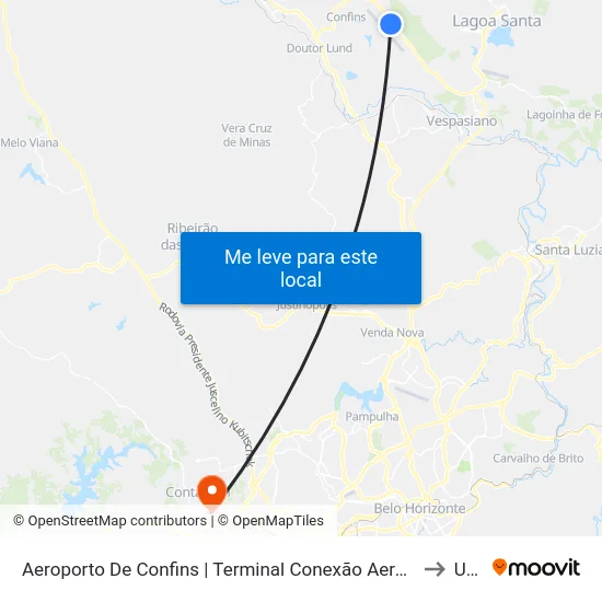 Aeroporto De Confins | Terminal Conexão Aeroporto to Una map
