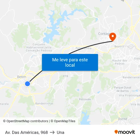 Av. Das Américas, 968 to Una map
