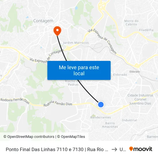 Ponto Final Das Linhas 7110 e 7130 | Rua Rio Sena, 150 to Una map