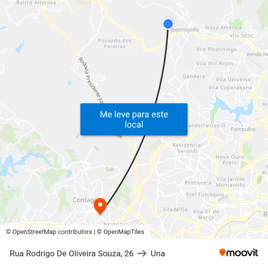 Rua Rodrigo De Oliveira Souza, 26 to Una map