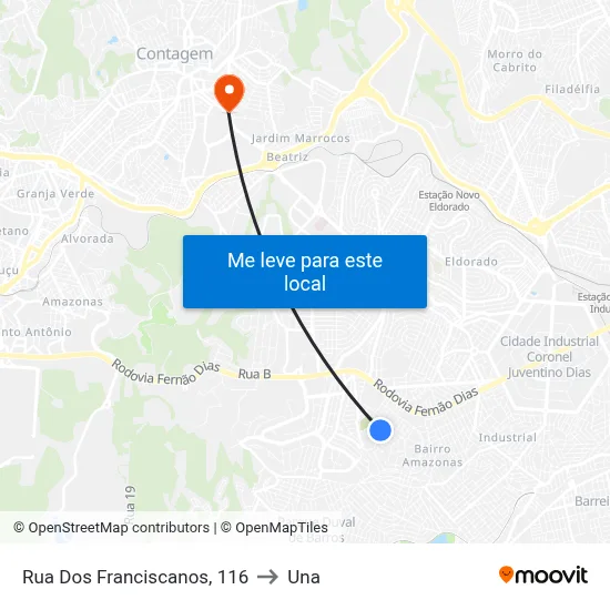 Rua Dos Franciscanos, 116 to Una map