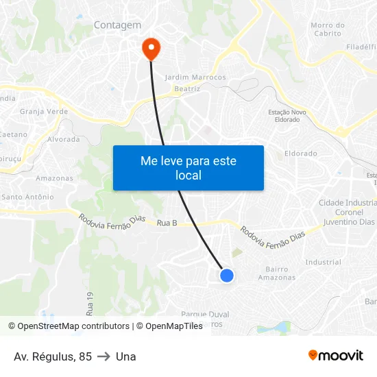 Av. Régulus, 85 to Una map