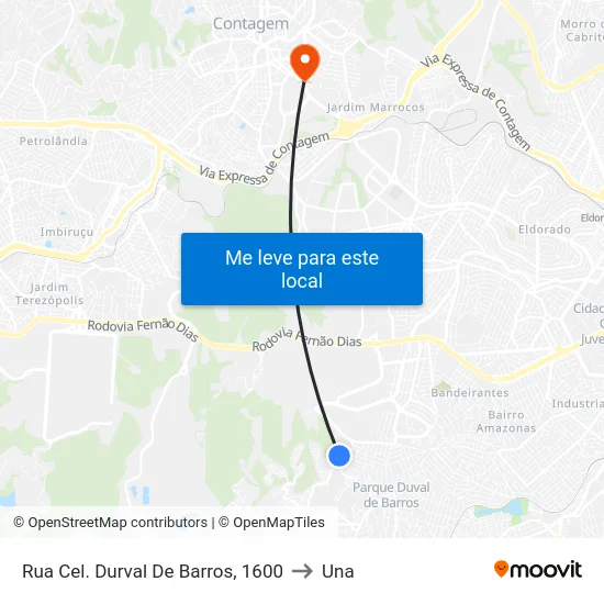 Rua Cel. Durval De Barros, 1600 to Una map