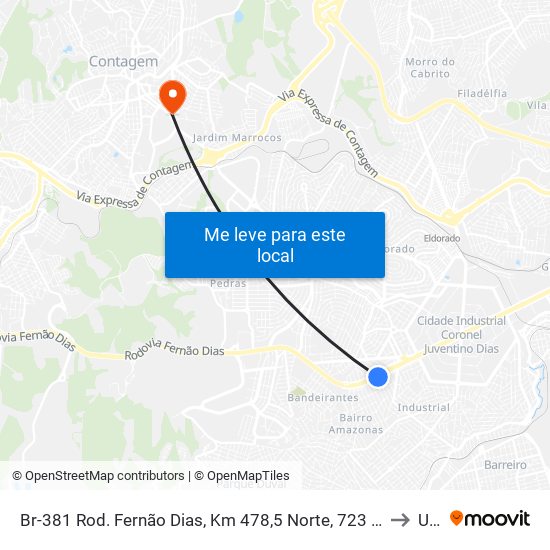 Br-381 Rod. Fernão Dias, Km 478,5 Norte, 723 | Bradesco to Una map