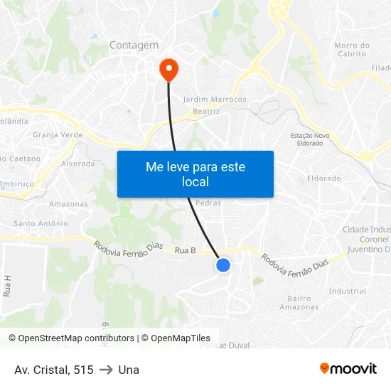 Av. Cristal, 515 to Una map