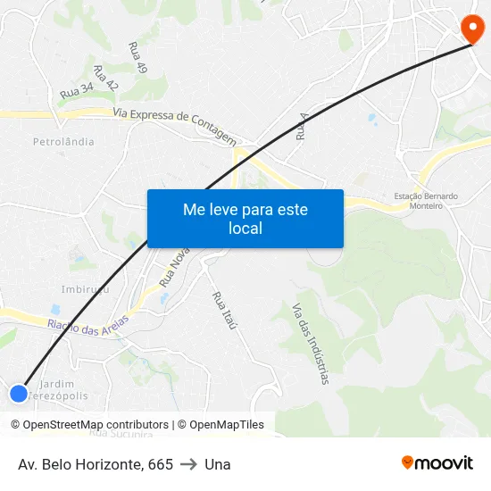 Av. Belo Horizonte, 665 to Una map