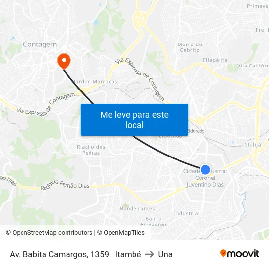 Av. Babita Camargos, 1359 | Itambé to Una map