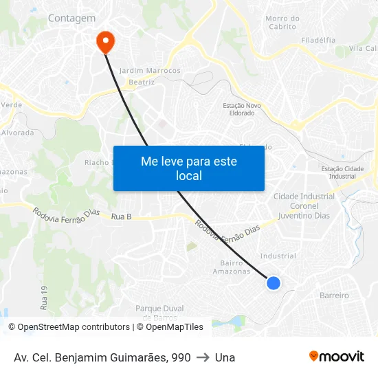 Av. Cel. Benjamim Guimarães, 990 to Una map