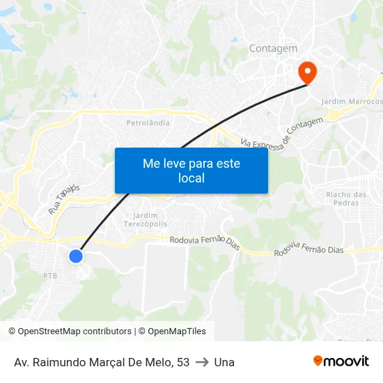 Av. Raimundo Marçal De Melo, 53 to Una map