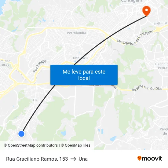 Rua Graciliano Ramos, 153 to Una map