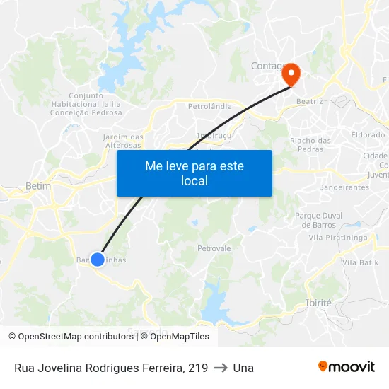 Rua Jovelina Rodrigues Ferreira, 219 to Una map