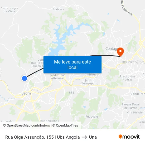 Rua Olga Assunção, 155 | Ubs Angola to Una map