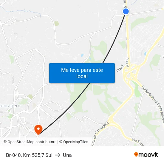 Br-040, Km 525,7 Sul to Una map