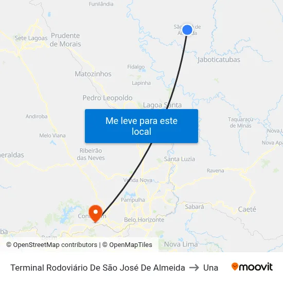 Terminal Rodoviário De São José De Almeida to Una map