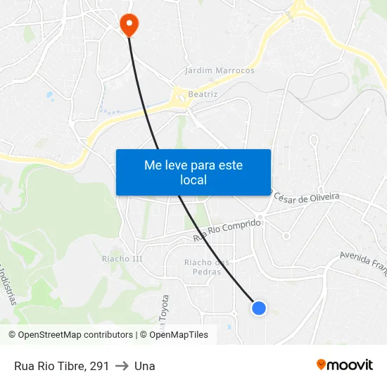 Rua Rio Tibre, 291 to Una map