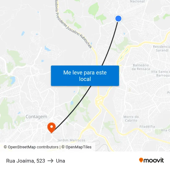 Rua Joaíma, 523 to Una map