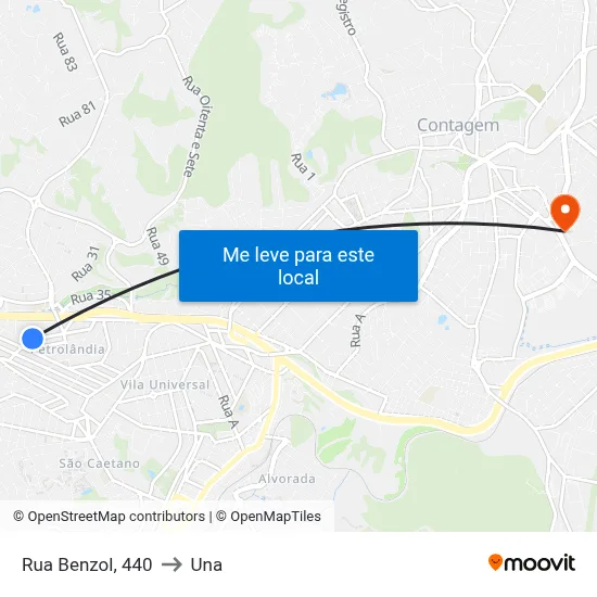 Rua Benzol, 440 to Una map