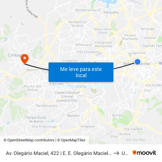 Av. Olegário Maciel, 422 | E. E. Olegário Maciel 1 to Una map