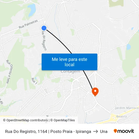 Rua Do Registro, 1164 | Posto Praia - Ipiranga to Una map