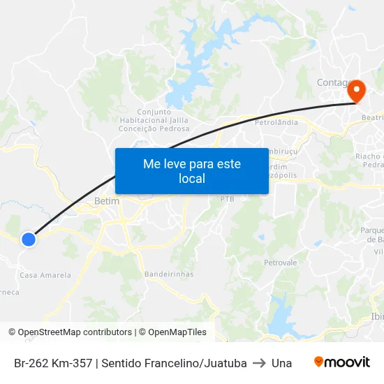 Br-262 Km-357 | Sentido Francelino/Juatuba to Una map